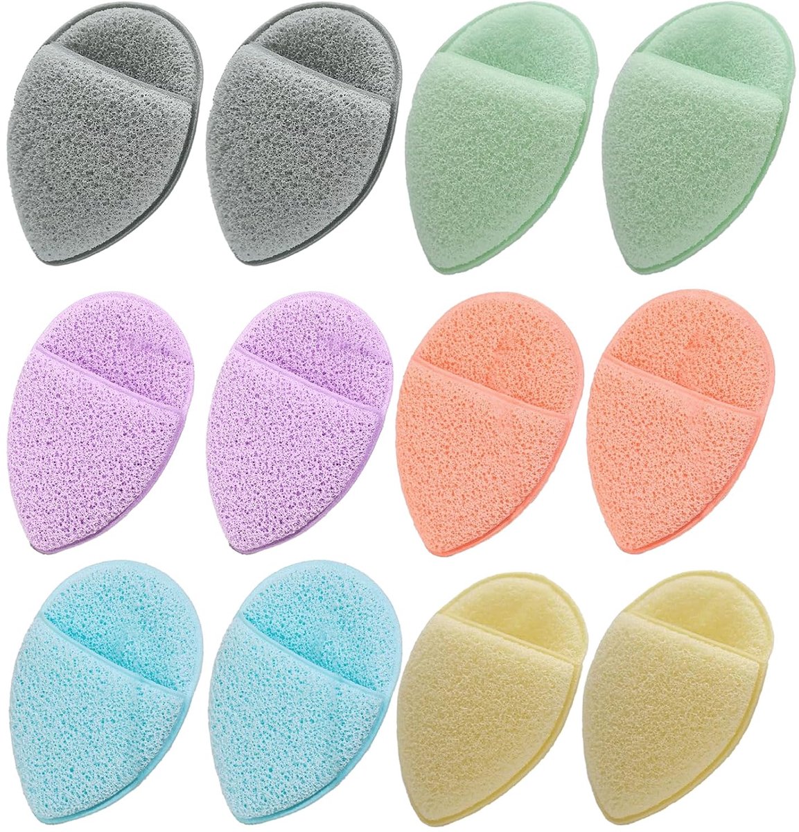 Deze set van 12 gezichtsreinigingssponsjes is geschikt voor de gezichtshuid, kan gebruikt worden als douchespons of scrubpad en is herbruikbaar voor dagelijkse diepe reiniging van de poriën, verwijdering van mee Eters, dode huidcellen en make-up.
