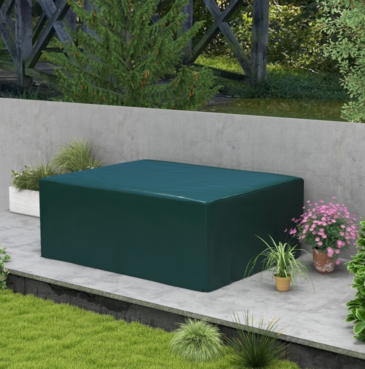 REDOM - Tuinmeubelhoes - Waterdicht - UV-bescherming - Stormbanden - Voor buitengebruik - Donkergroen - PE - 235 x 190 x 90 cm
