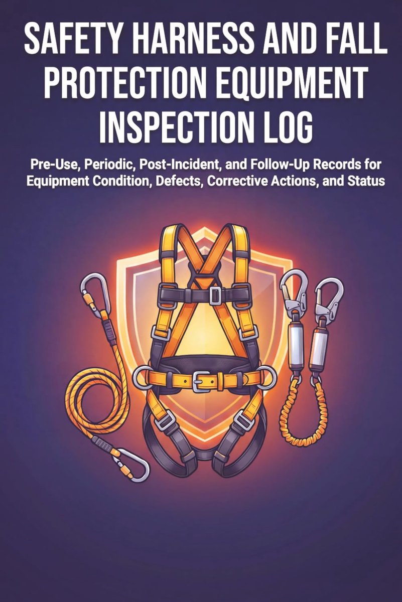 Safety Harness and Fall Protection Equipment Inspection Log: Pre-Use, Periodic, Post-Incident, and Follow-Up Records - ShopVlot