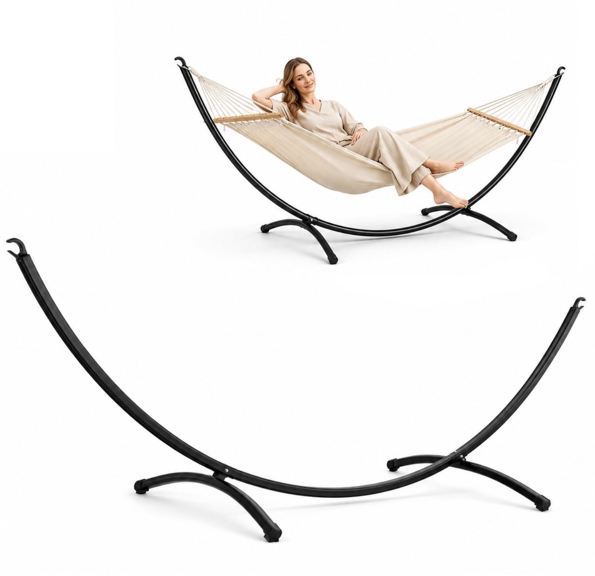 Famanu – Hangmatstandaard voor buiten, 300 x 100 cm, weerbestendig metalen frame tot 120 kg, ideaal voor hangmatten en schommelstoelen