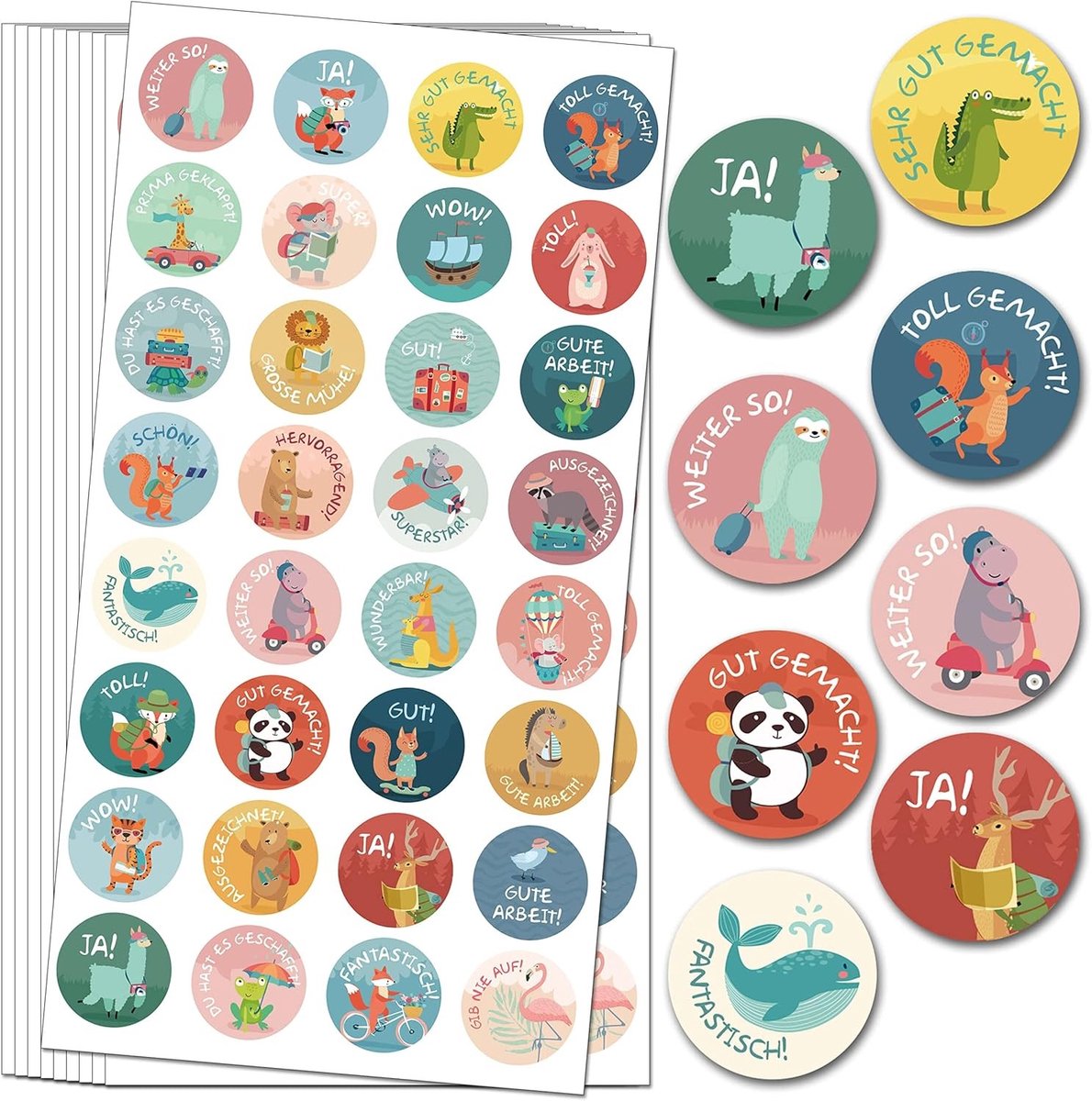 1600 Dierenbeloningen Stickers, 25mm Motivatie Stickers voor Kinderen, Zelfklevende Leraar Beloningsstickers, 32 Patroon Opties, Educatieve Dieren Stickers
