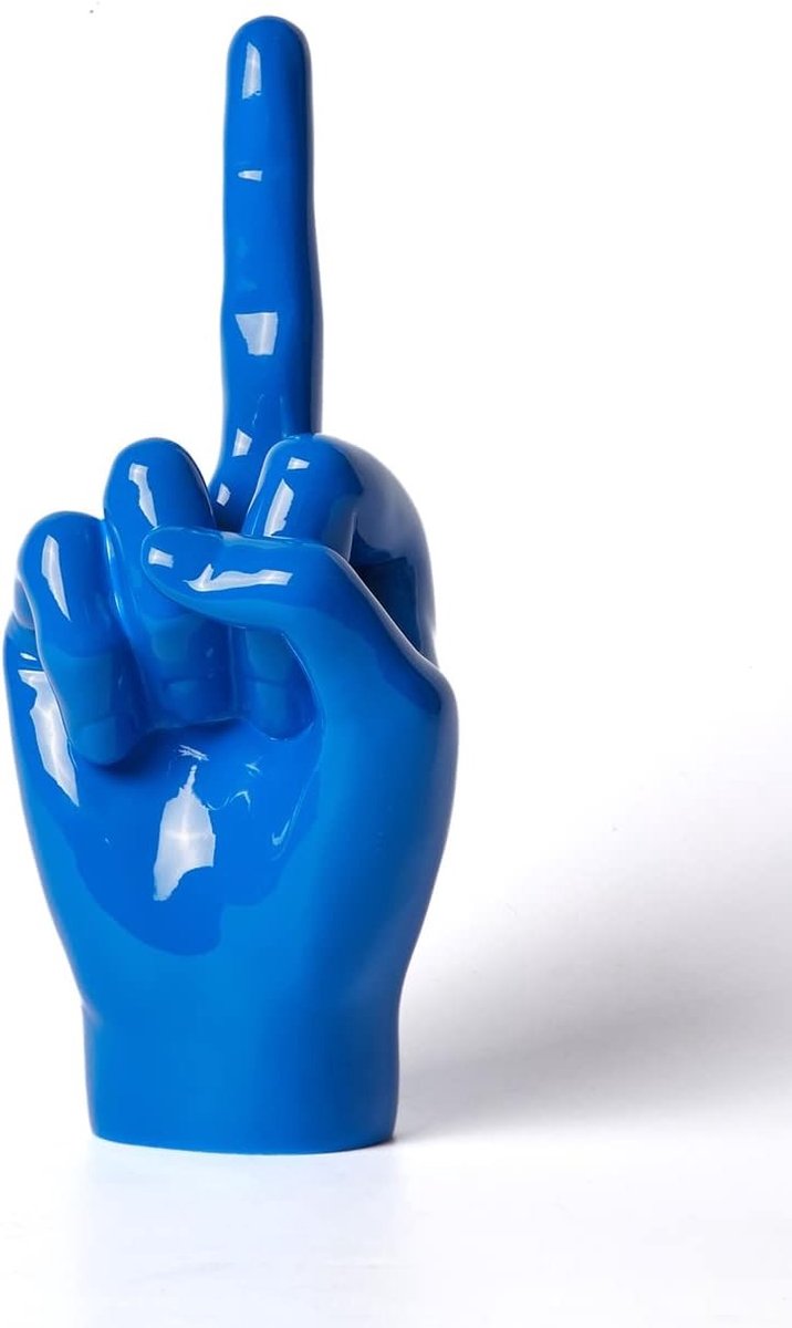 Moderne Hand Sculptuur met Vingergebaar - Grappige Decoratie voor Thuis of Kantoor, 28 cm
