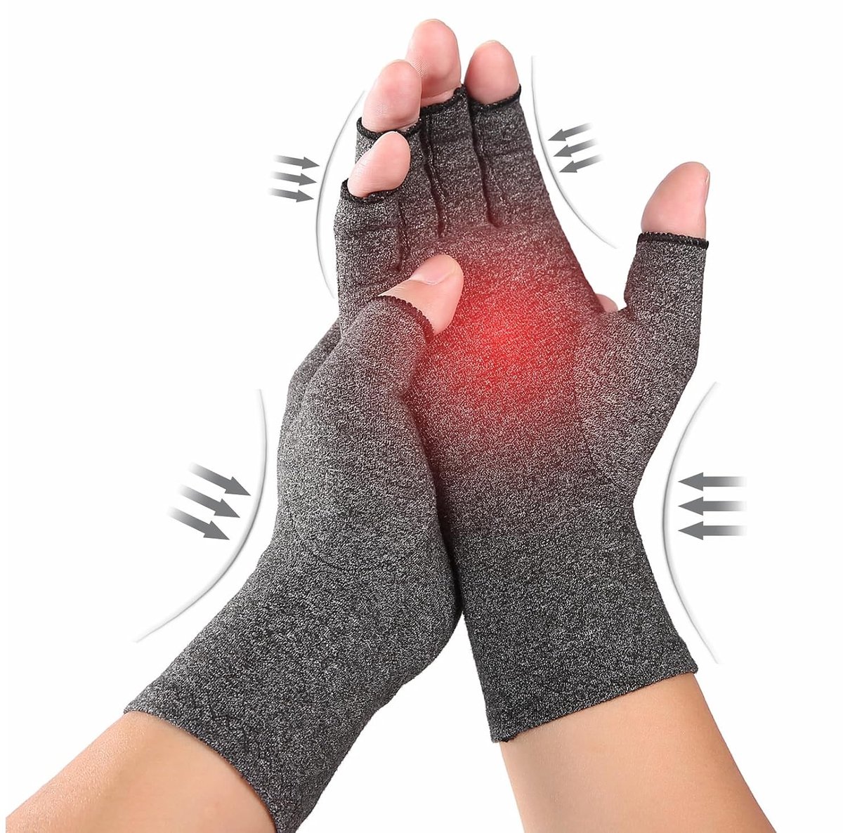 Compressie Handschoenen voor Artrose en Reuma, Vingerloze Therapie Handschoenen voor Gewrichtspijn Verlichting, Geschikt voor Mannen en Vrouwen (L)