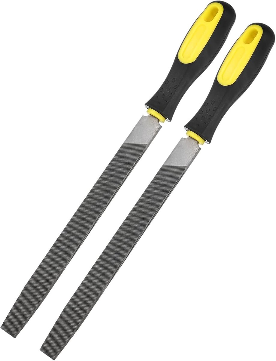 2 Pack Platte Metalen Vijl 20.5cm, Carbon Staal Vijl, Diamant Vijl met PVC Handvat voor Hout, Metaal en Keramiek - Ideaal voor DIY en Schuren van Diverse Materialen