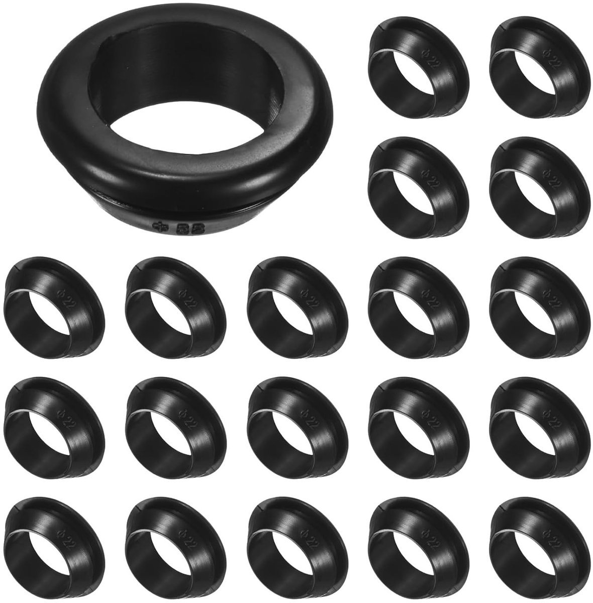 20 Stuks Rubber Grommets voor Kabelbeugels - 22mm Boorgat, 18mm ID Oogring, Ideaal voor Draad, Kabel en Auto-accessoires