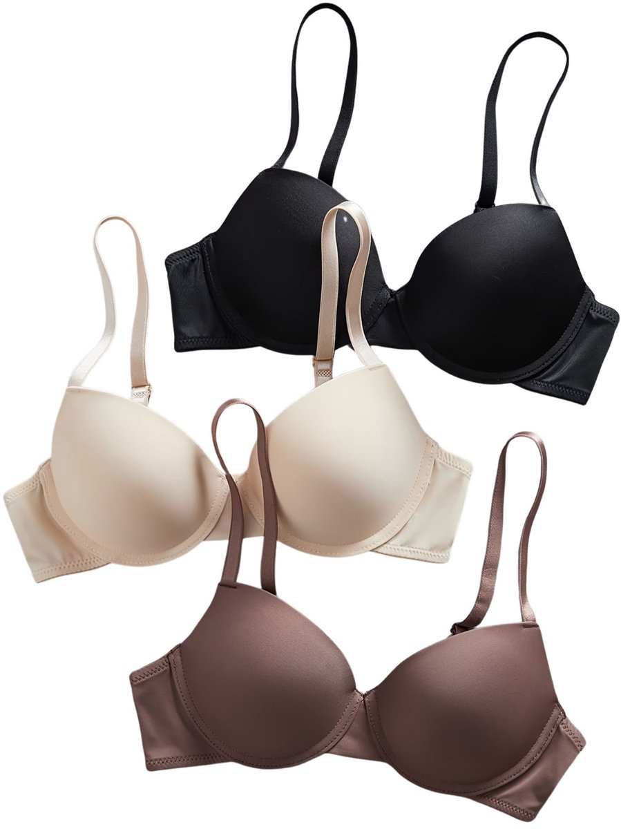 Currero BH Zonder Beugel - Strapless - Zonder Bandjes - Met Voorsluiting - Push-up Bh's - Comfort Beha - Comfortabel - Grote Sluiting - Zwart + Abrikoos + Bruin - Cupmaat