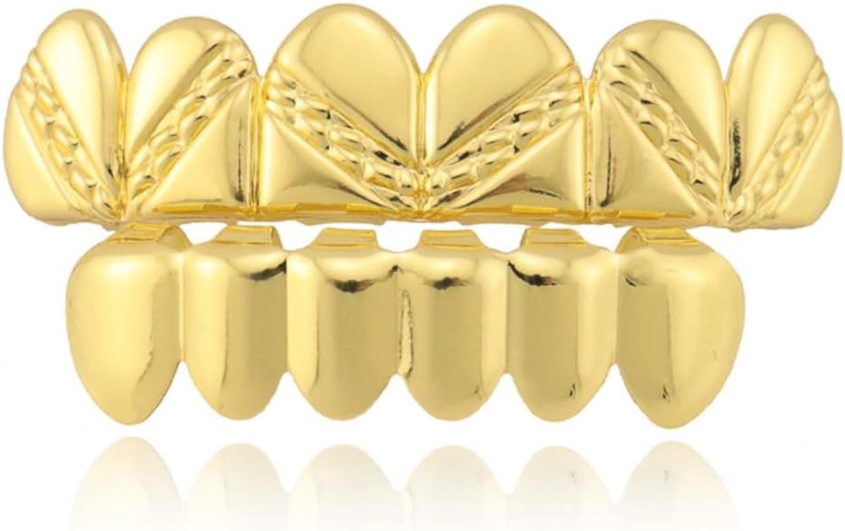 Set van Gouden Hip Hop Tanden, Grills voor Mannen en Vrouwen, Perfect voor Feestjes, Halloween en Toneelrollen