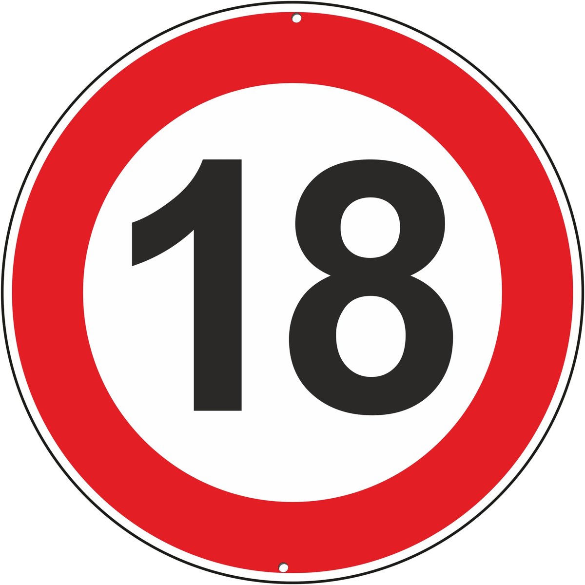 Verkeersborden 30 cm - aluminium metaal - maximumsnelheid 18 km/u - ideaal voor verjaardagen - ShopVlot