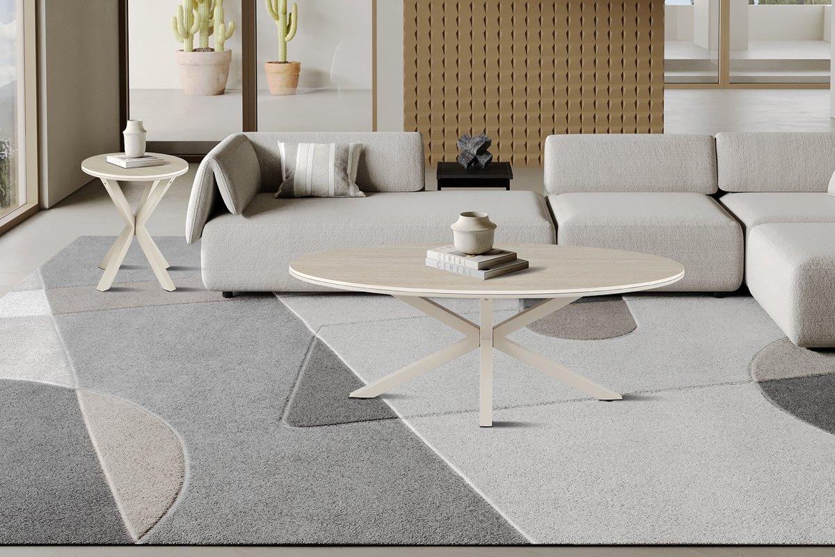 Rousseau Noa - Salontafel - 130x70 cm - Deens Ovaal - Baroque Beige - Grijze Voet