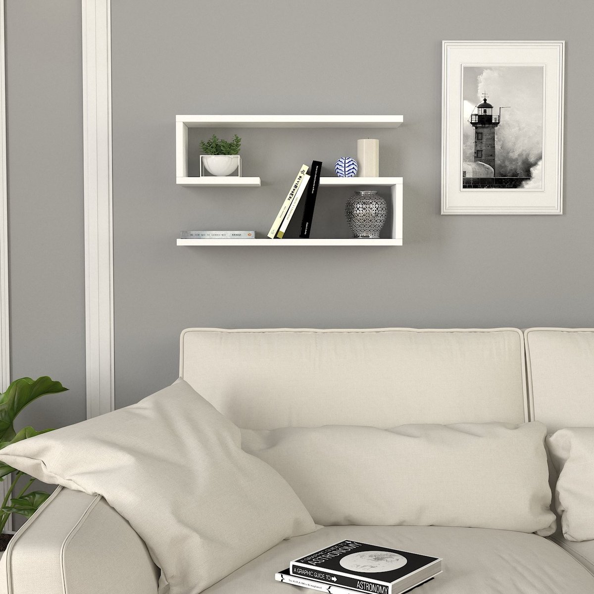 Skye Decor , Wandplank, Jenika - White, Gemelamineerde spaanplaat, Wit, 60 x 14,5 x 18 cm