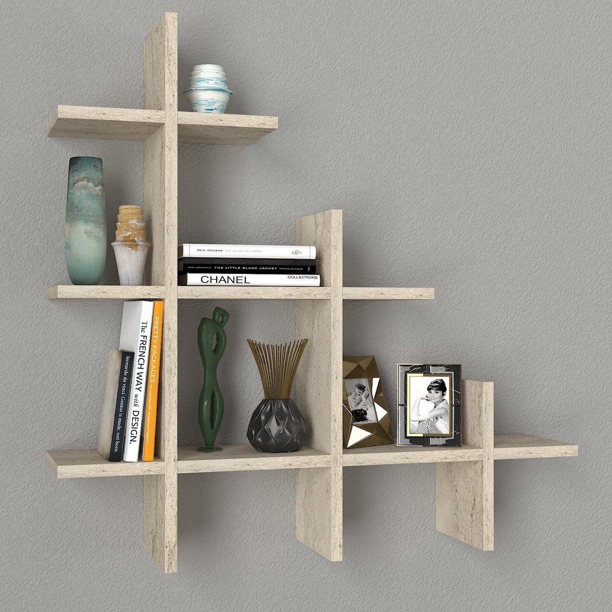 Asir - Wandplank - Travertijn - 81,8 x 18 x 80 cm