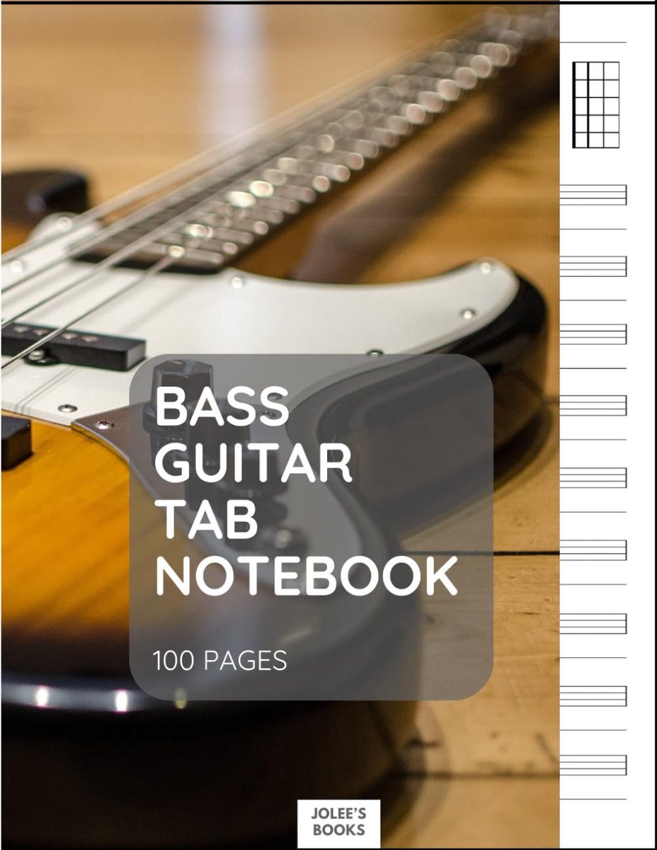 Bass Guitar Tab Notebook: 100 Pages Bass Guitar Blank Tabs Manuscript Writing Paper with Chord Fingering Charts - ShopVlot