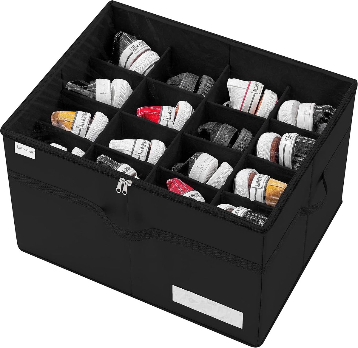 Grote Schoenopbergdoos - Zwart - 53 x 42 x 33 cm - Opvouwbare Schoenopberger met Versterkte Handgrepen - Voor 16 Paar Schoenen