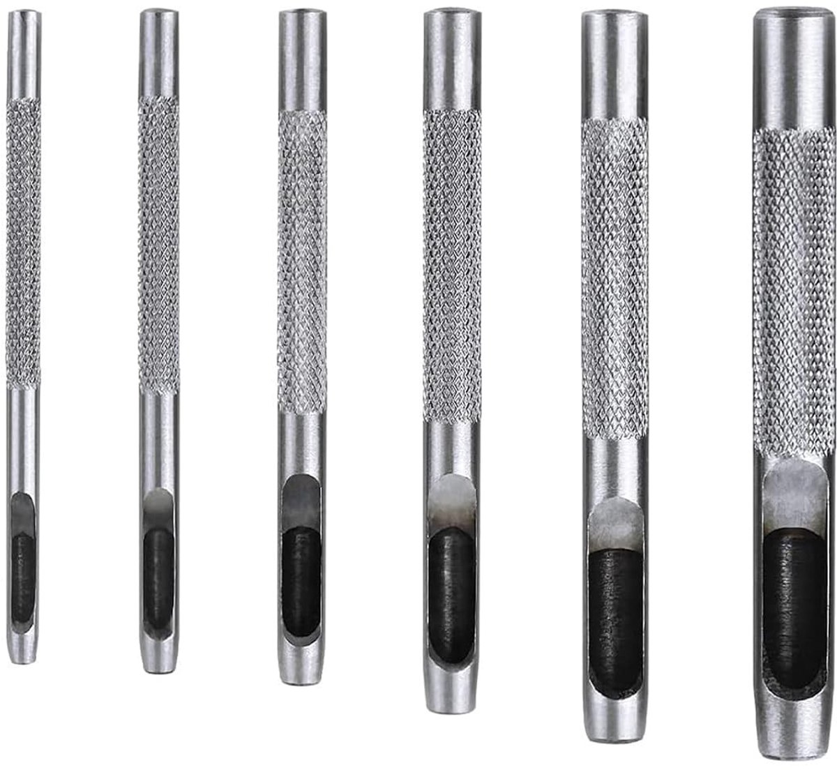 Stansgereedschapsset - Zilver - 6 Stk. 2,5-5 mm - Gatenijzers van Gelegeerd Staal - Voor Leer en Horlogebandjes