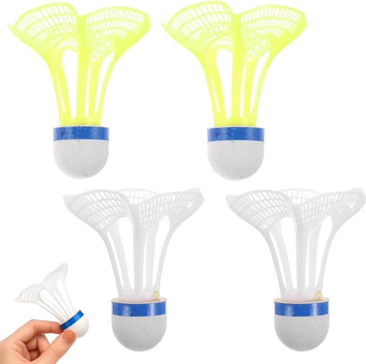 Winddichte Badmintonshuttle - Wit/Geel - 6,5 x 7,5 cm - Duurzaam en Lichtgewicht - Voor Buiten en Recreatief Gebruik