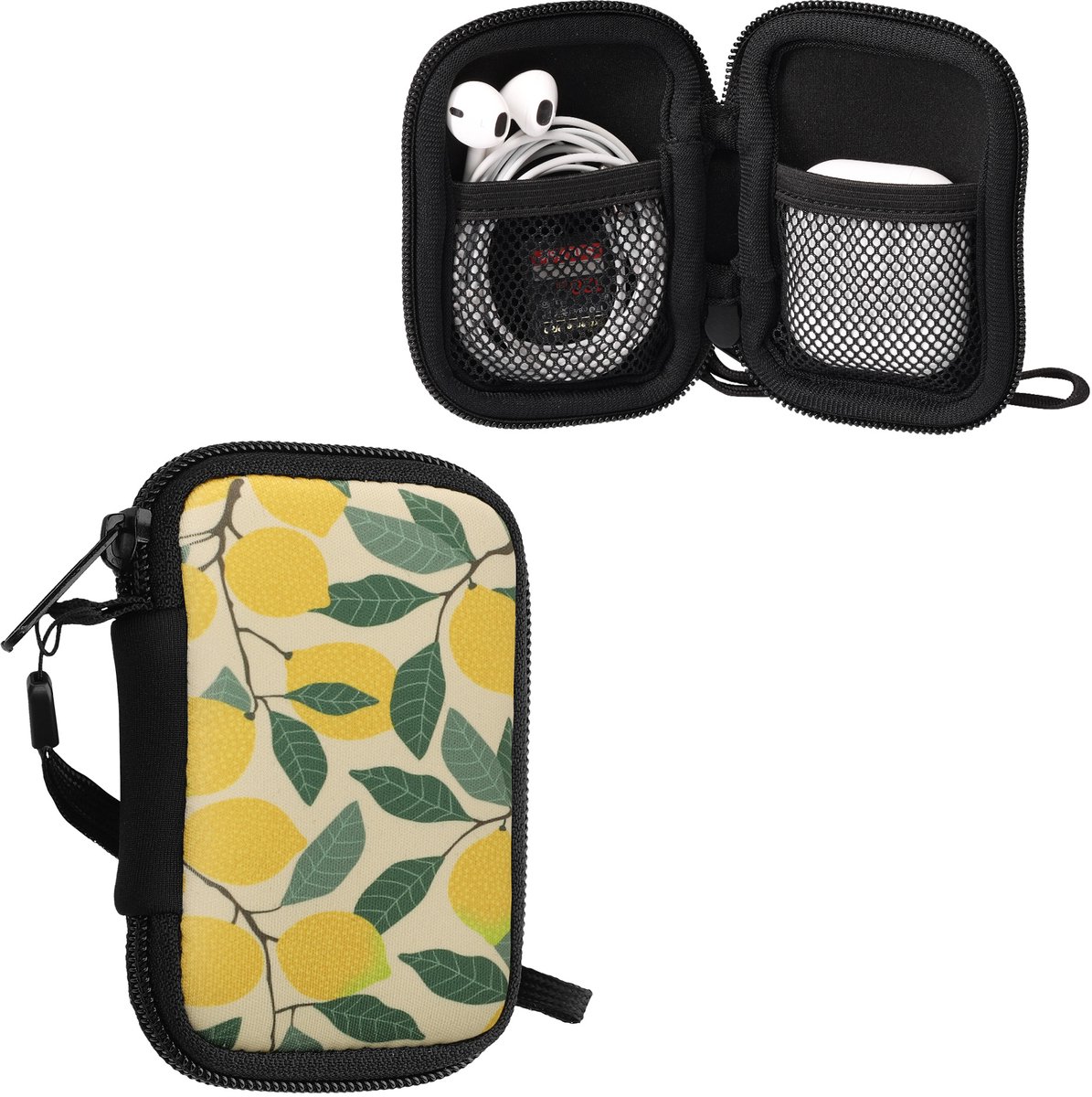 kwmobile hoesje voor draadloze oordopjes - Compatibel met in-ear Headphones - - In Citroenboom design