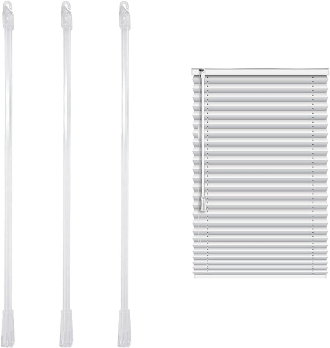 Set van 3 jaloeziestangen met 3 haken en handgrepen, onderhoudsaccessoires voor verticale jaloezieën, jaloezieopeners, geschikt voor jaloezieën en gordijnen