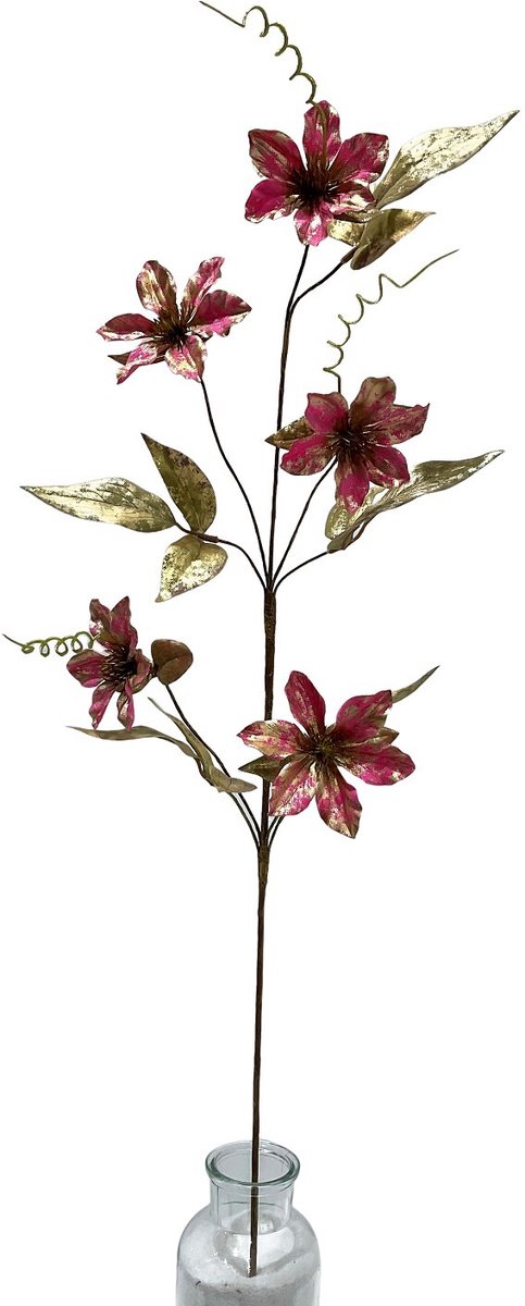 Kunsttak clematis glitter 76cm rood