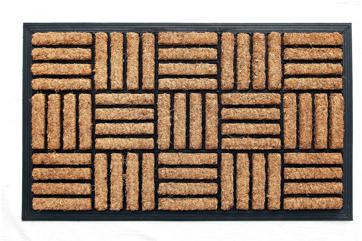 Famanu Kokos deurmat voor binnen en buiten, 100% natuurlijke kokos, weerbestendige en milieuvriendelijke entree mat Zwart