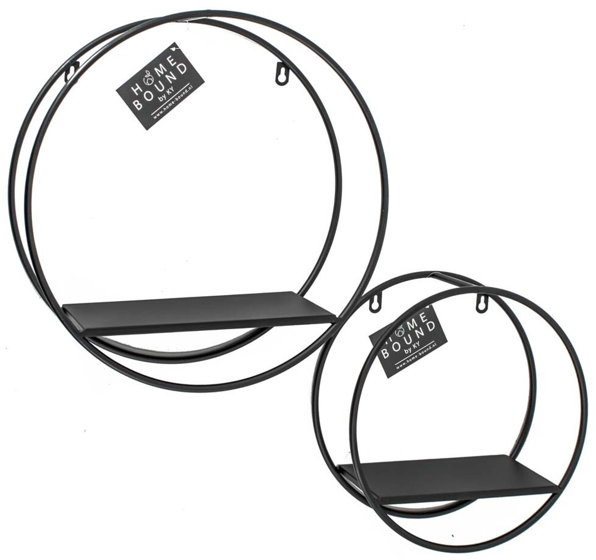 Wandrek metaal rond set van 2