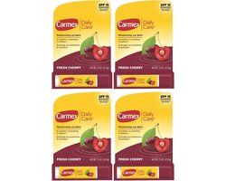 Carmex Balsem voor de Lippen Fresh Cherry SPF 15 - Lippenbalsem - voor gesprongen lippen, 4-pack