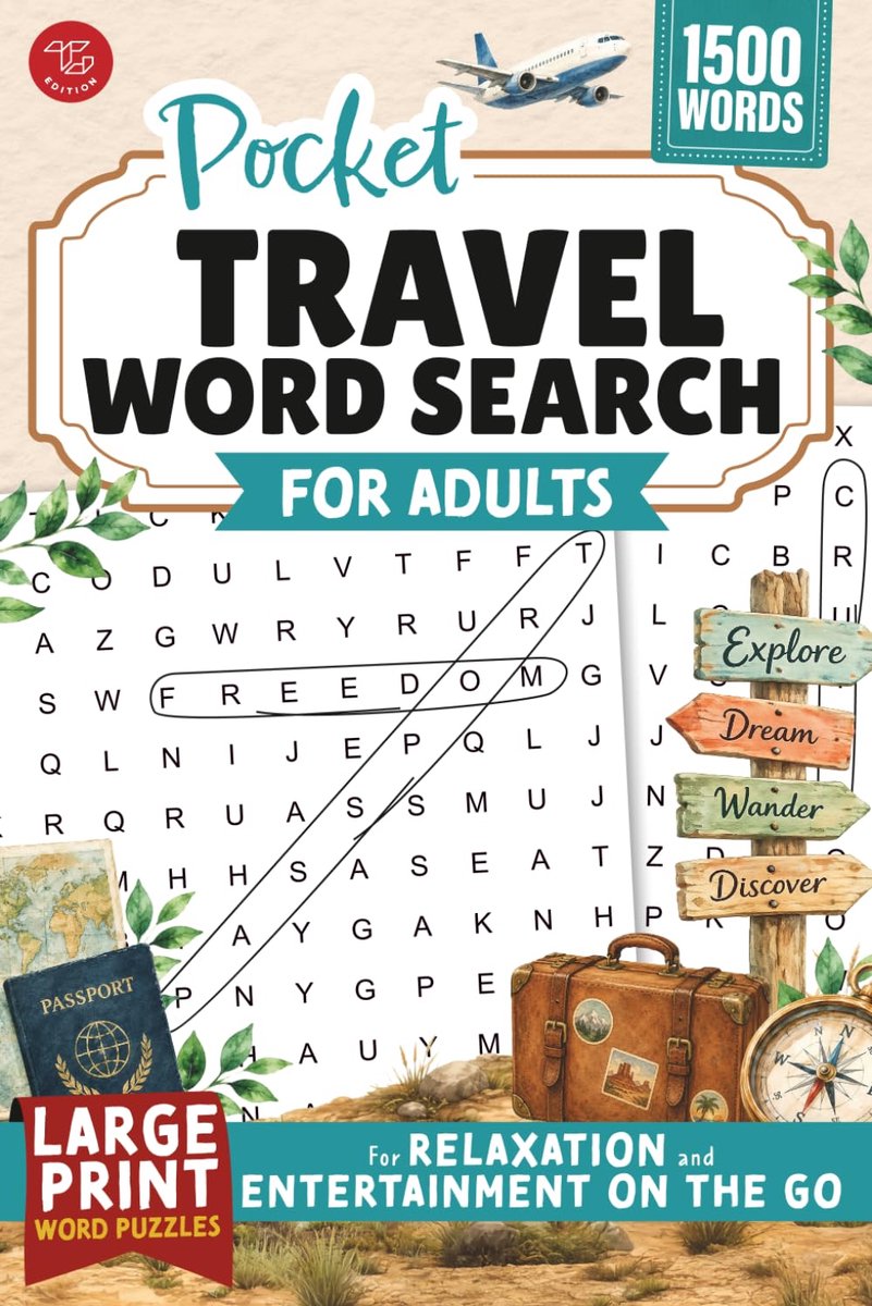 Pocket Travel Word Search for Adults: Large Print Word Puzzles for Relaxation and Entertainment on the Go - ShopVlot
