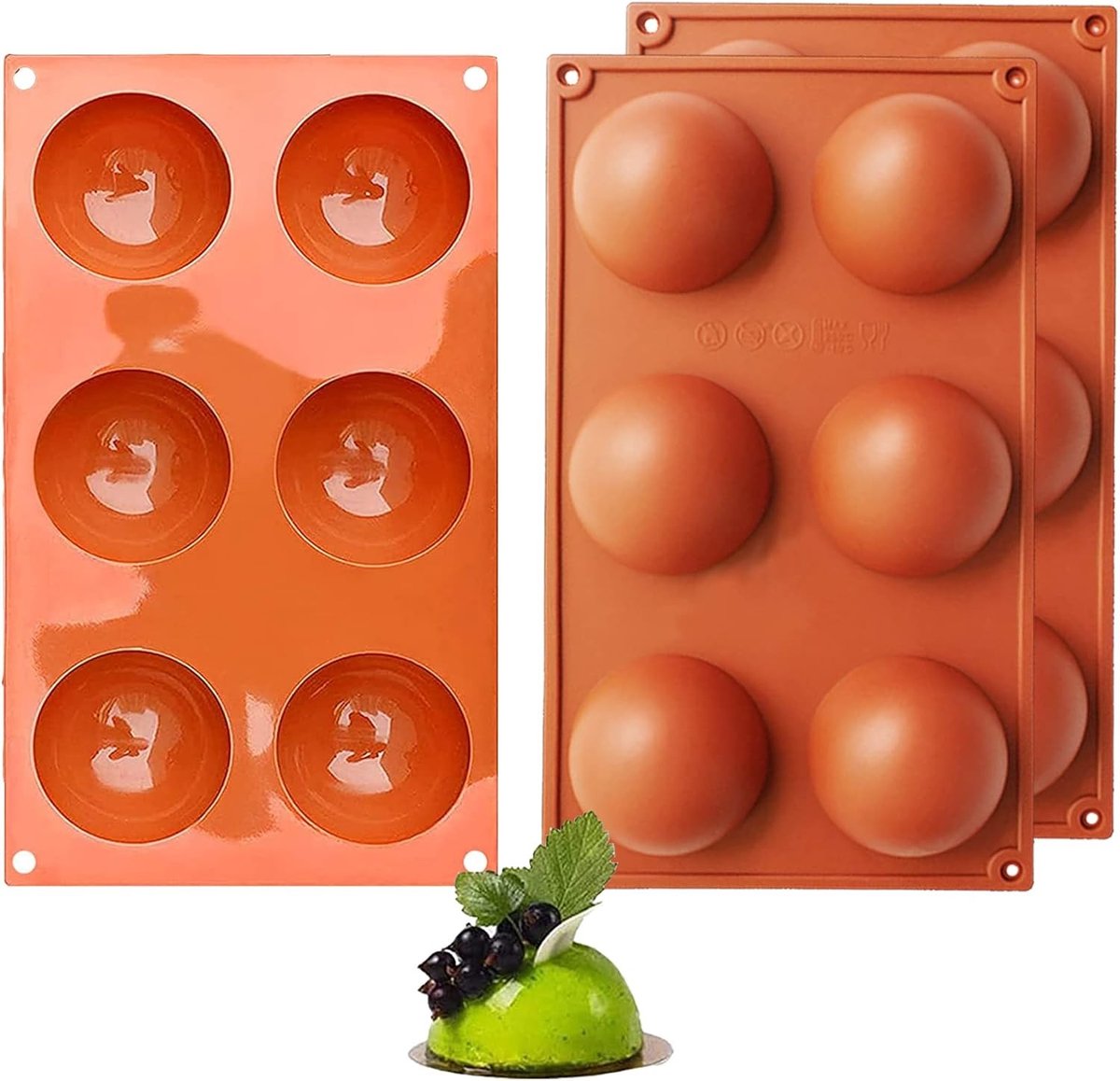 Halfronde Siliconen Bakvorm - Rood - 29,3 x 17 x 3,4 cm - Voedselveilig en Flexibel - Voor Chocolade en Taartdecoraties