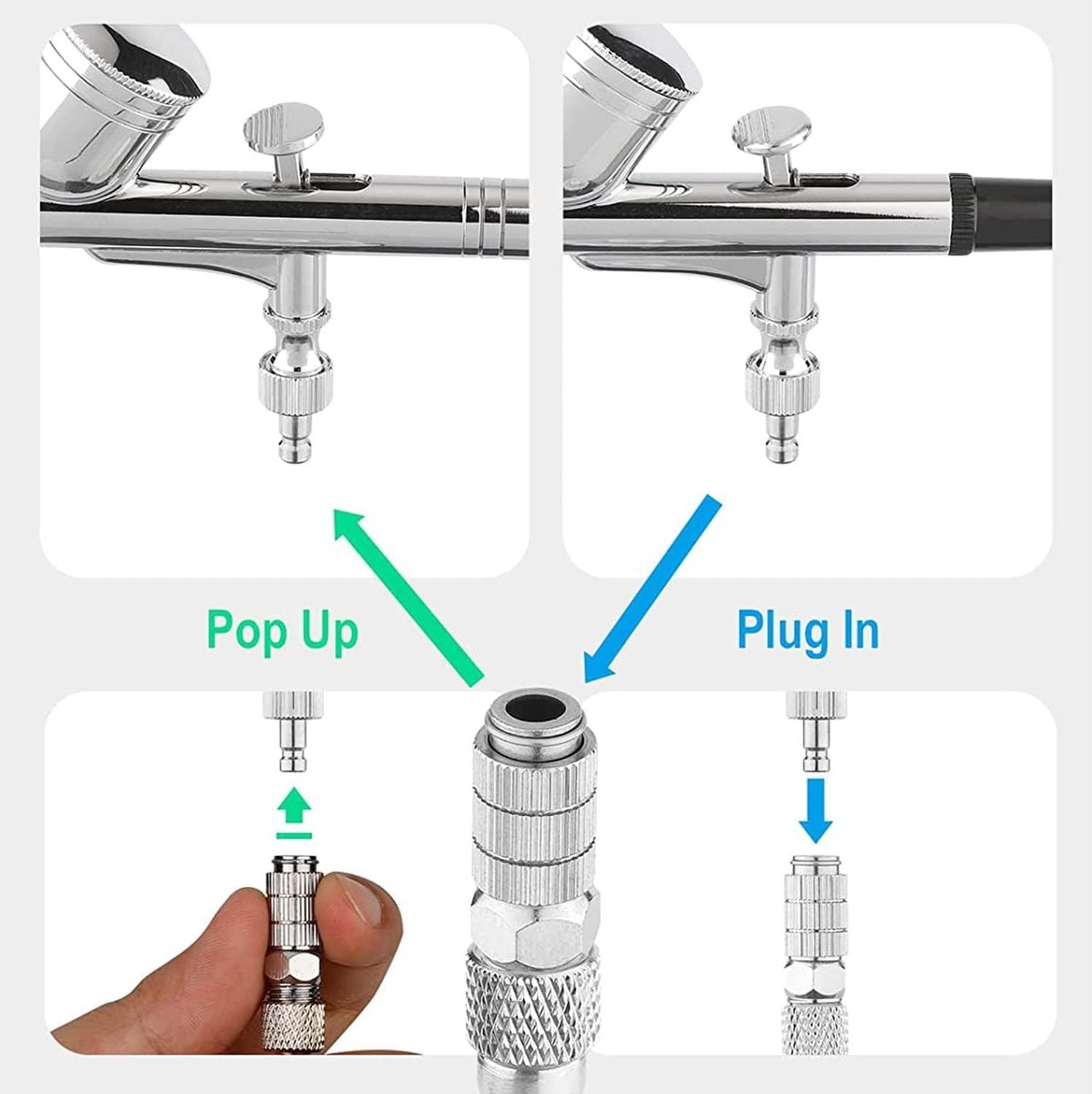 ABEST Airbrush Quick Disconnect Koppeling Release Fitting Adapter met 5 Mannelijke Montage, 1/8" M-F - ShopVlot