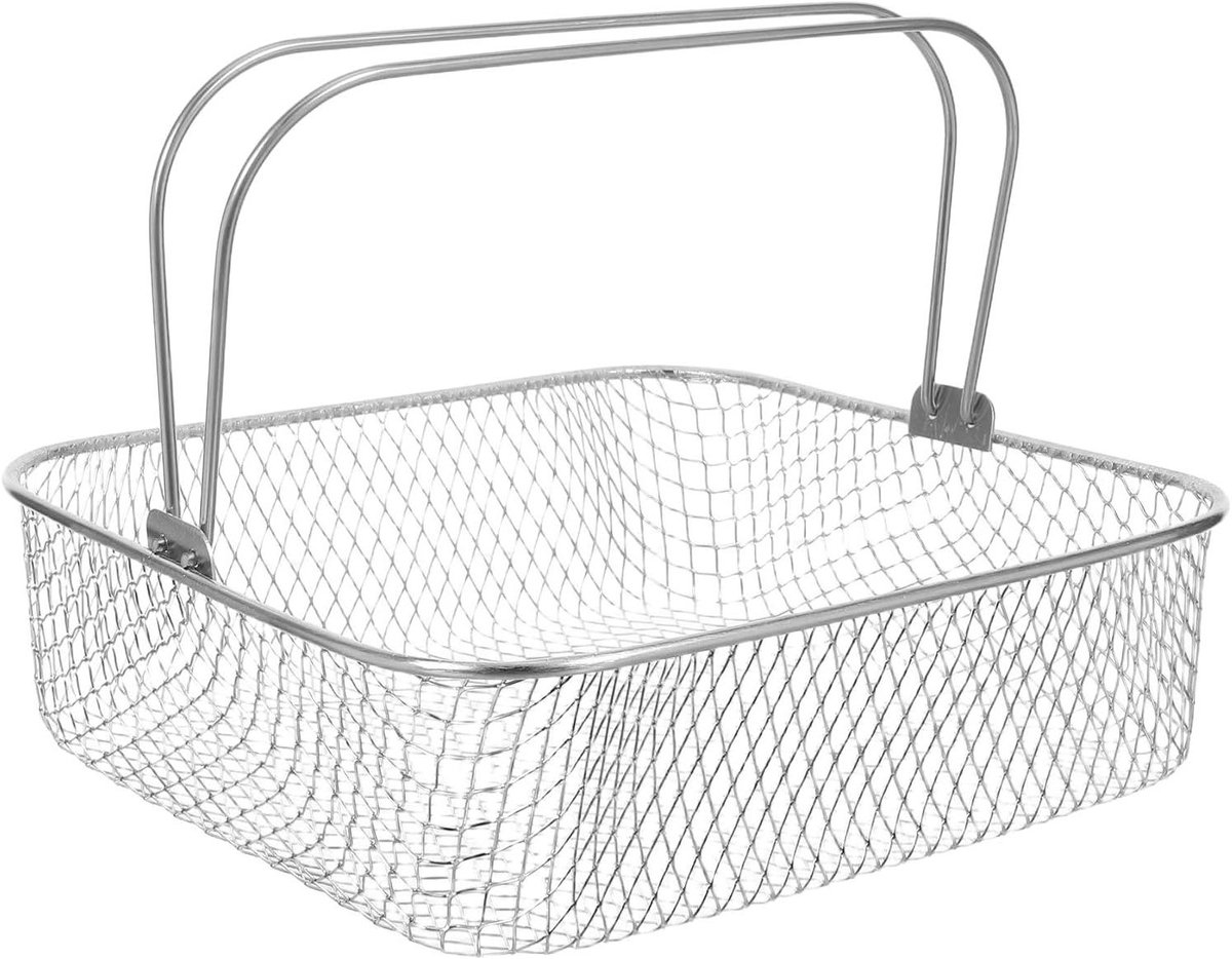 Airfryer Mand - Vervangmand Frituur - Snacks Bereiden - Roestvrij Staal - 20.5 cm - Zilver
