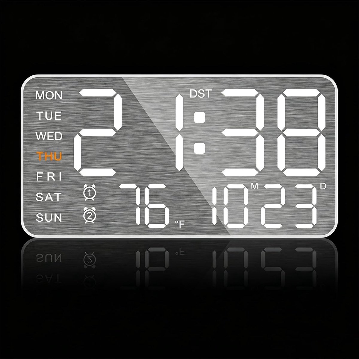 Digitale Wandklok - Wit - Groot - Met LED-display en Dubbel Alarm - Voor Woonkamer, Slaapkamer of Kantoor