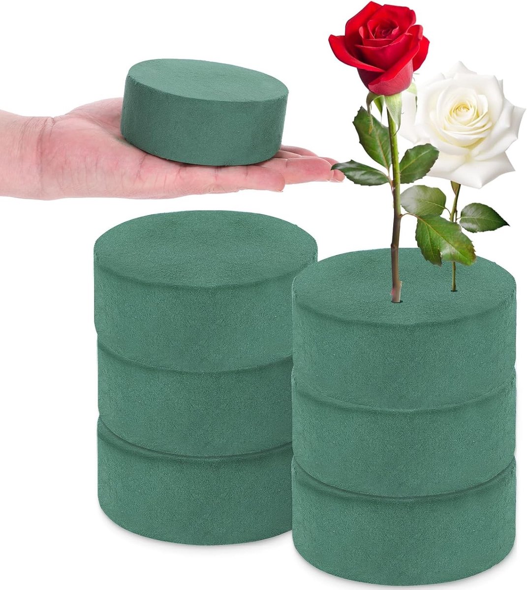 Ronde bloemenschuimblokken - Groen - 10 x 10 x 4 cm - Voor Verse en Kunstbloemen - Voor Bloemisten en Doe-Het-Zelvers