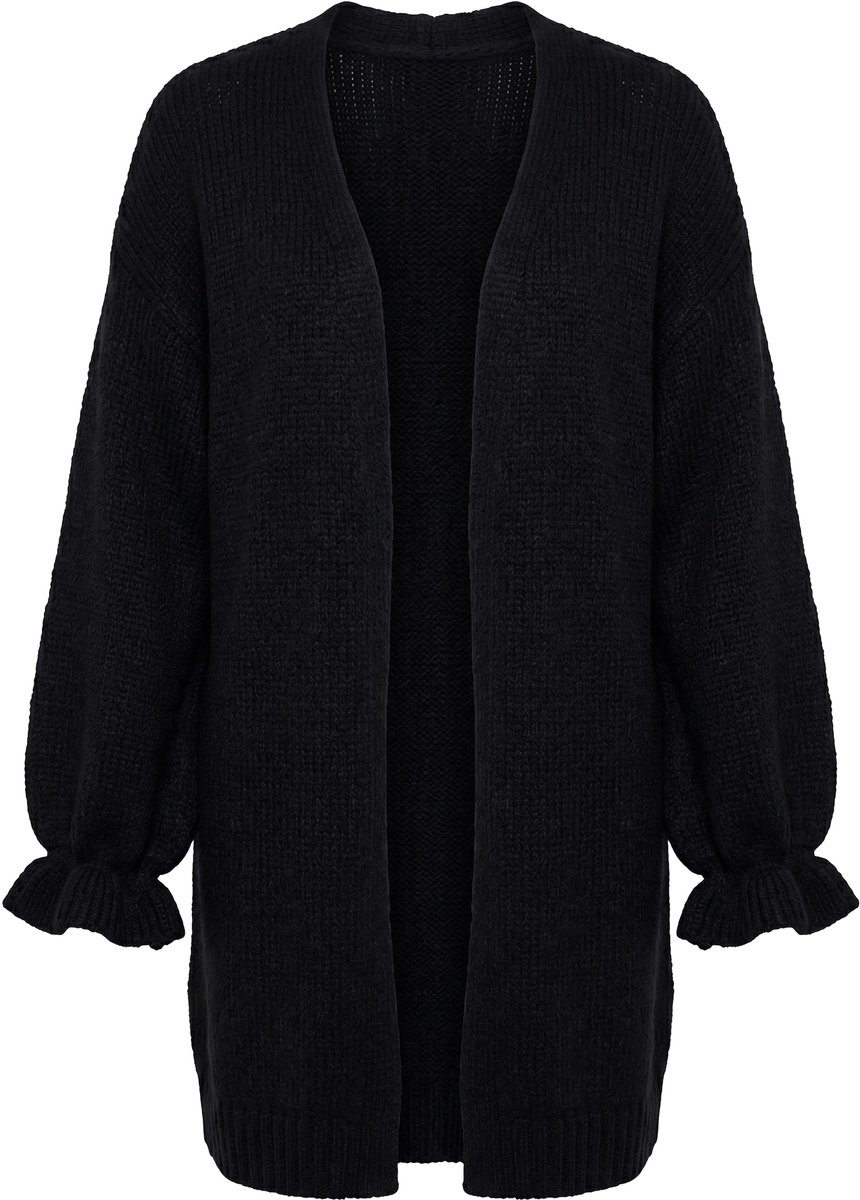 Studio Untold - Dames - Lang vest oversized mouw met rimpeling - Zwart - Maat 54+
