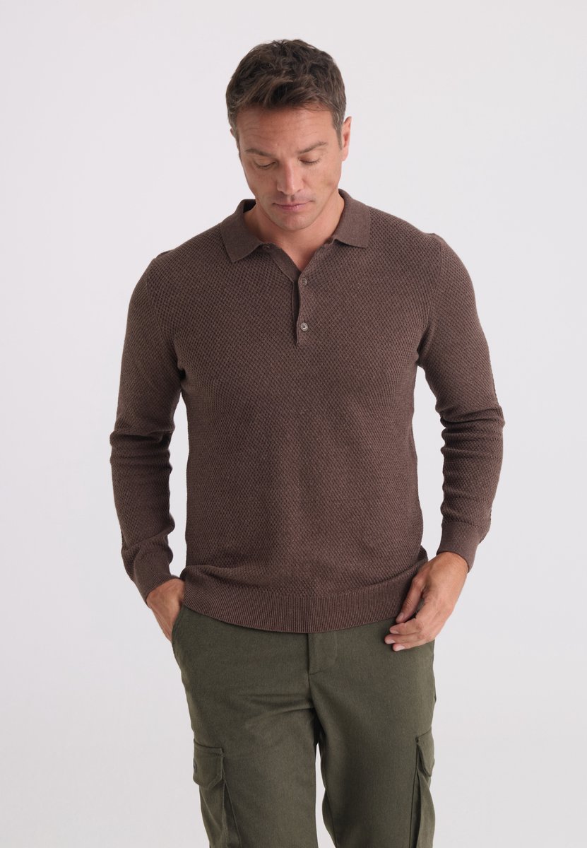 Felix Hardy Trui Met Polokraag - 100% Katoen Heren Bruin - 2Xl
