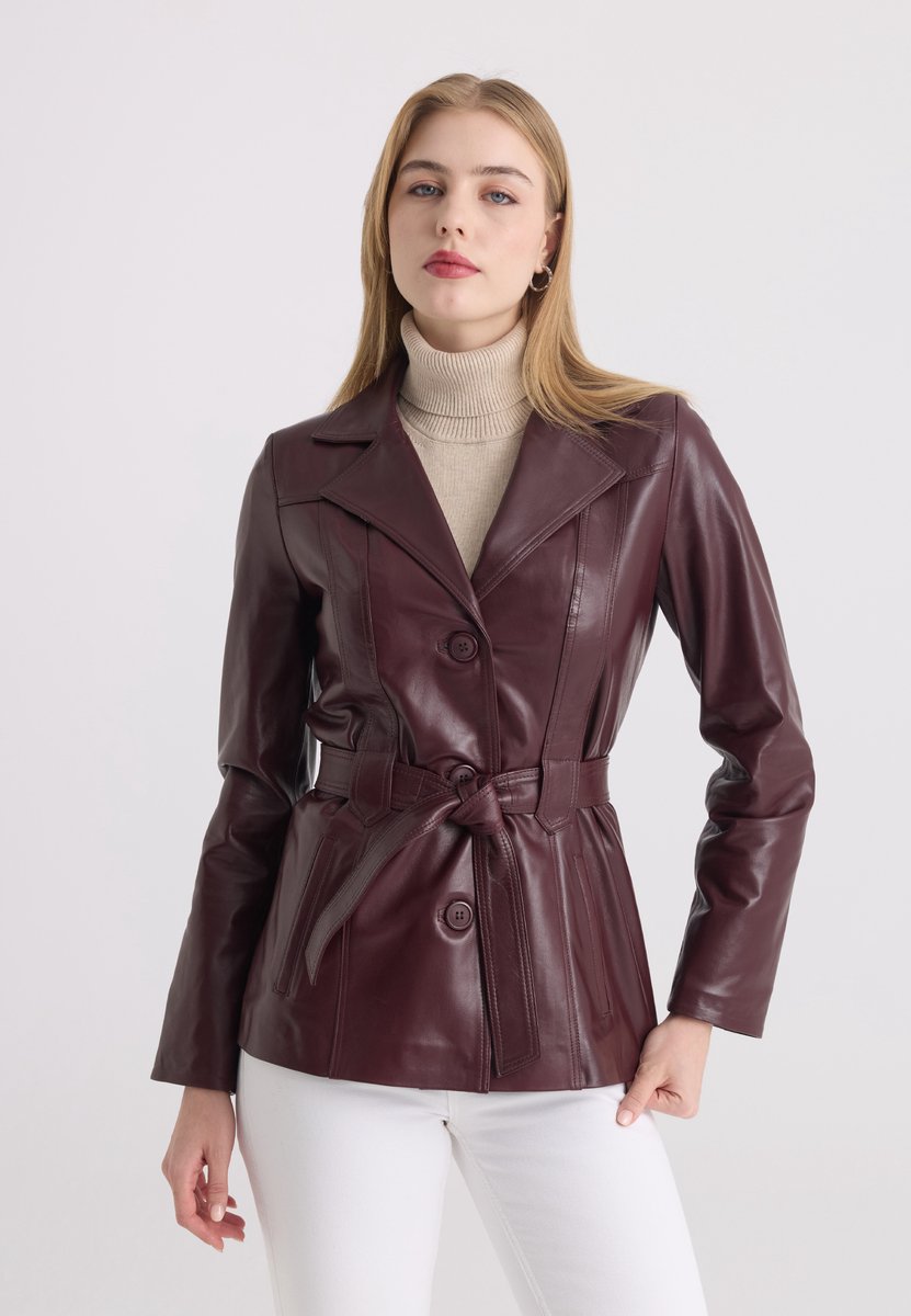 Felix Hardy Leren Jas Dames Bordeaux - S