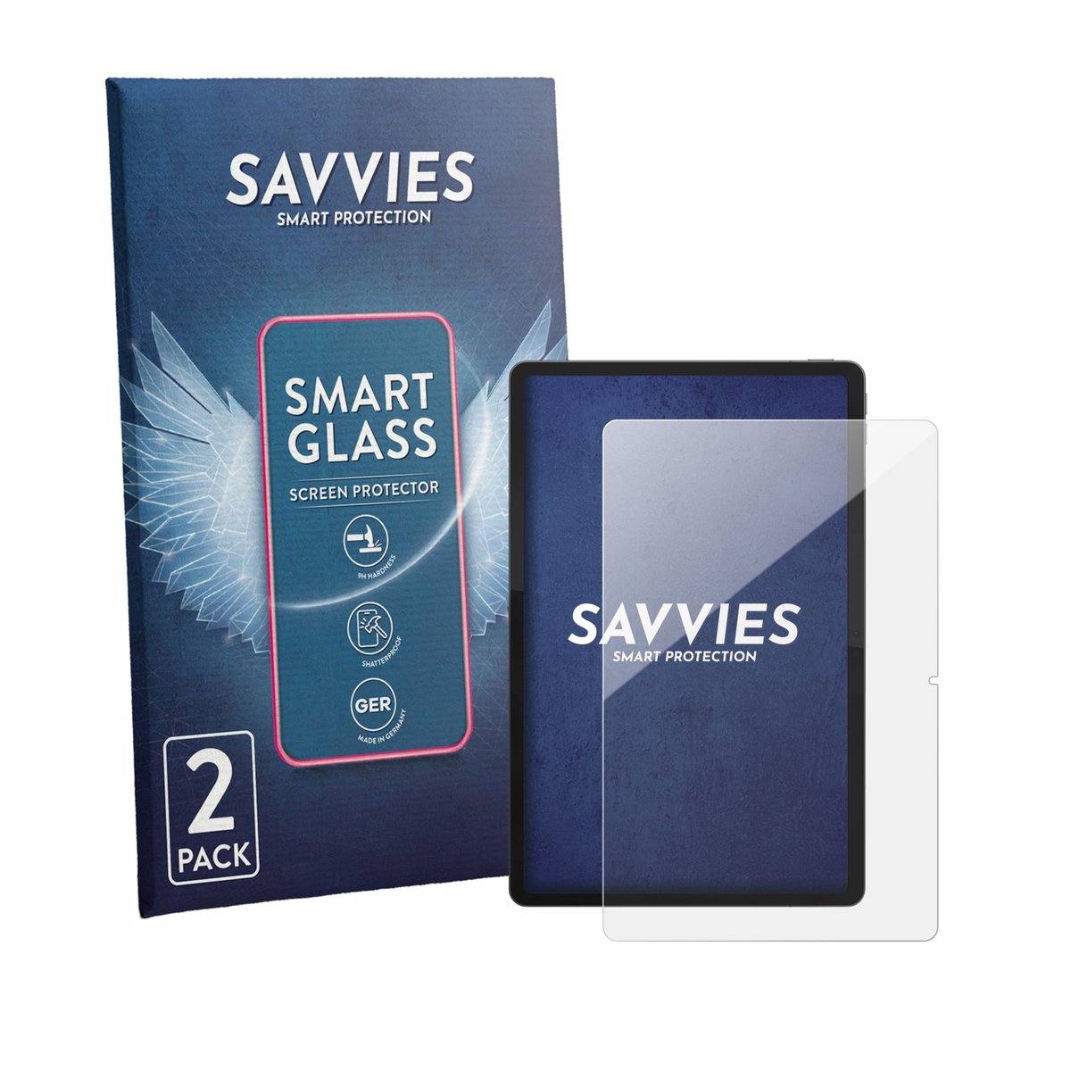 2 Stuks Savvies Screenprotector - geschikt voor Lenovo Idea Tab Plus 12.1" (Portret-Modus) - beschermfolie glas transparant