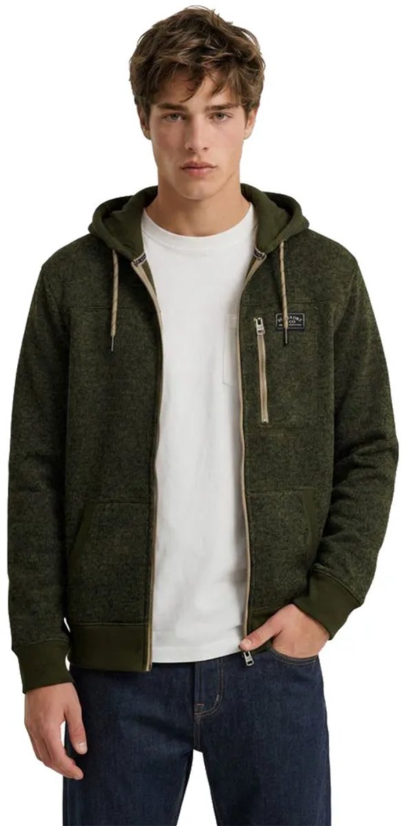 Superdry Storm Fleece Hoodie met rits Relaxed pasvorm Heren Hoodies Olijfgroen Trekker Grit