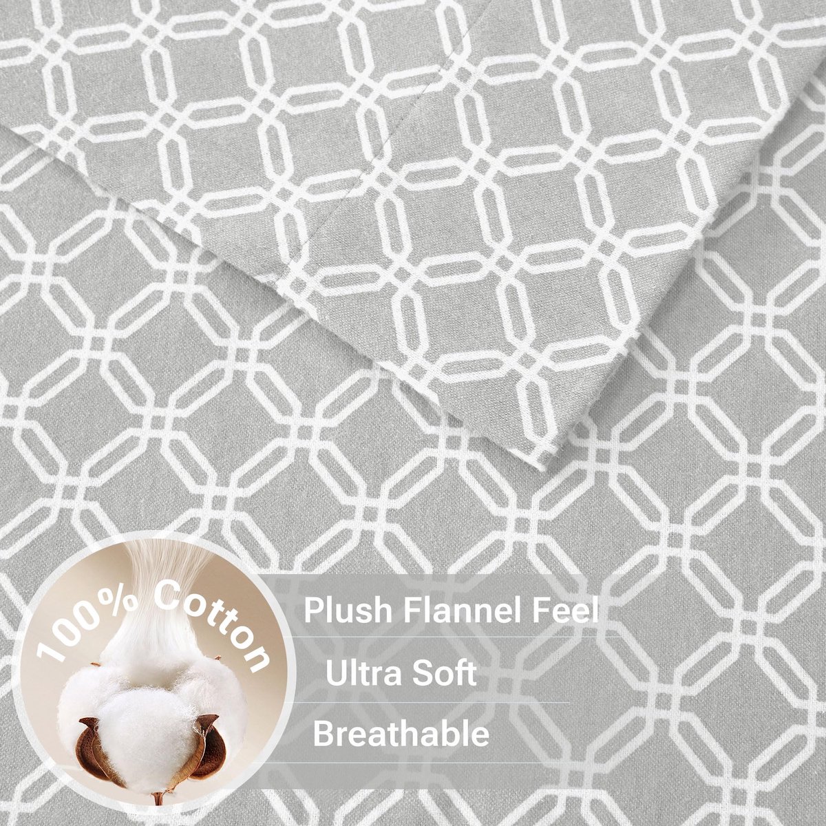 True North by Sleep Philosophy Gezellige Flanel 100% Katoen Ultra Zacht Koud Weer Sheet Set Bedding, Volledig, Grijs - ShopVlot