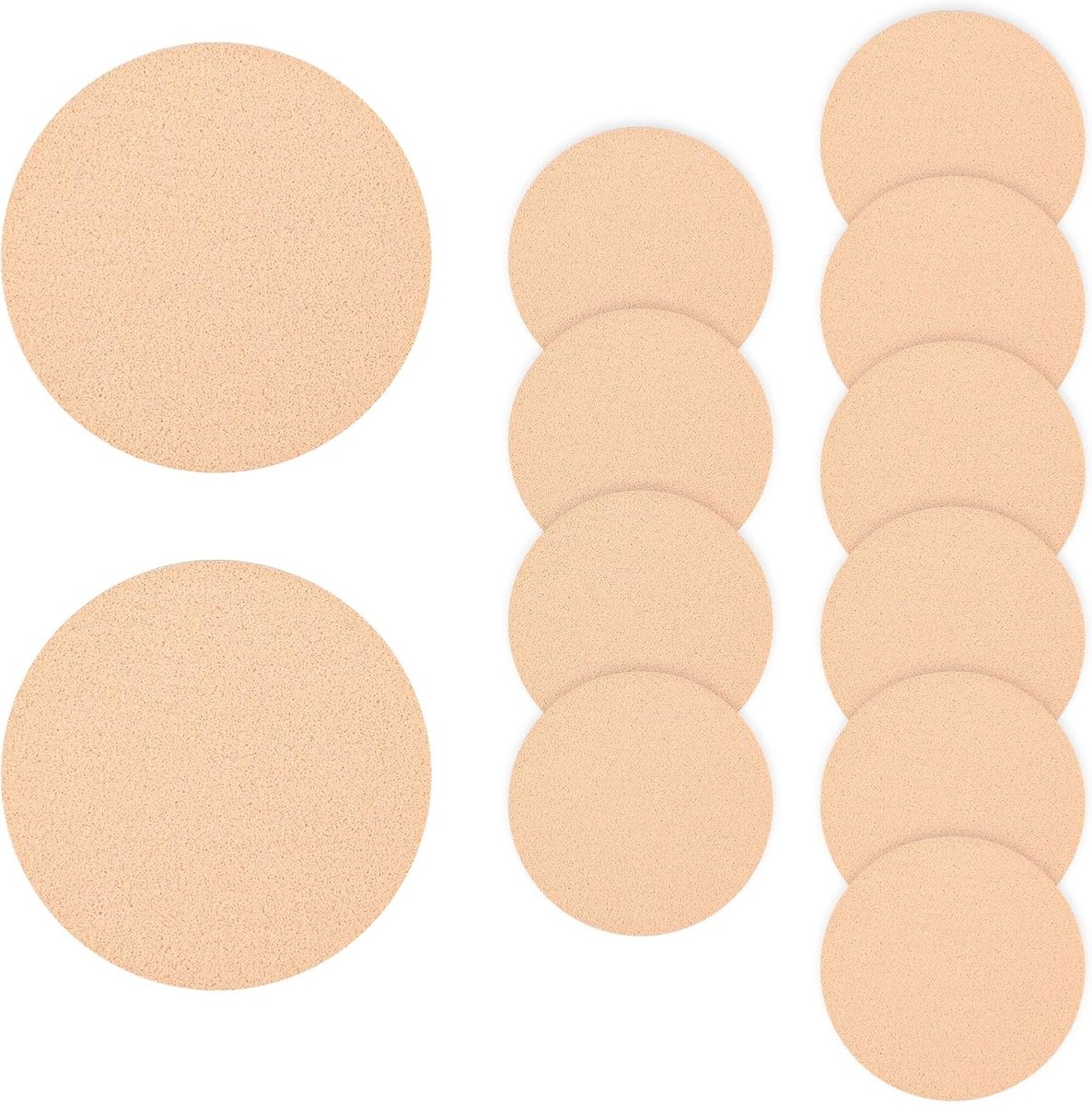 12 Stuks Poederkwasten en Make-up Sponsjes voor Vloeibare Foundation en Gezichtsverf, Cosmetische Applicators in Beige