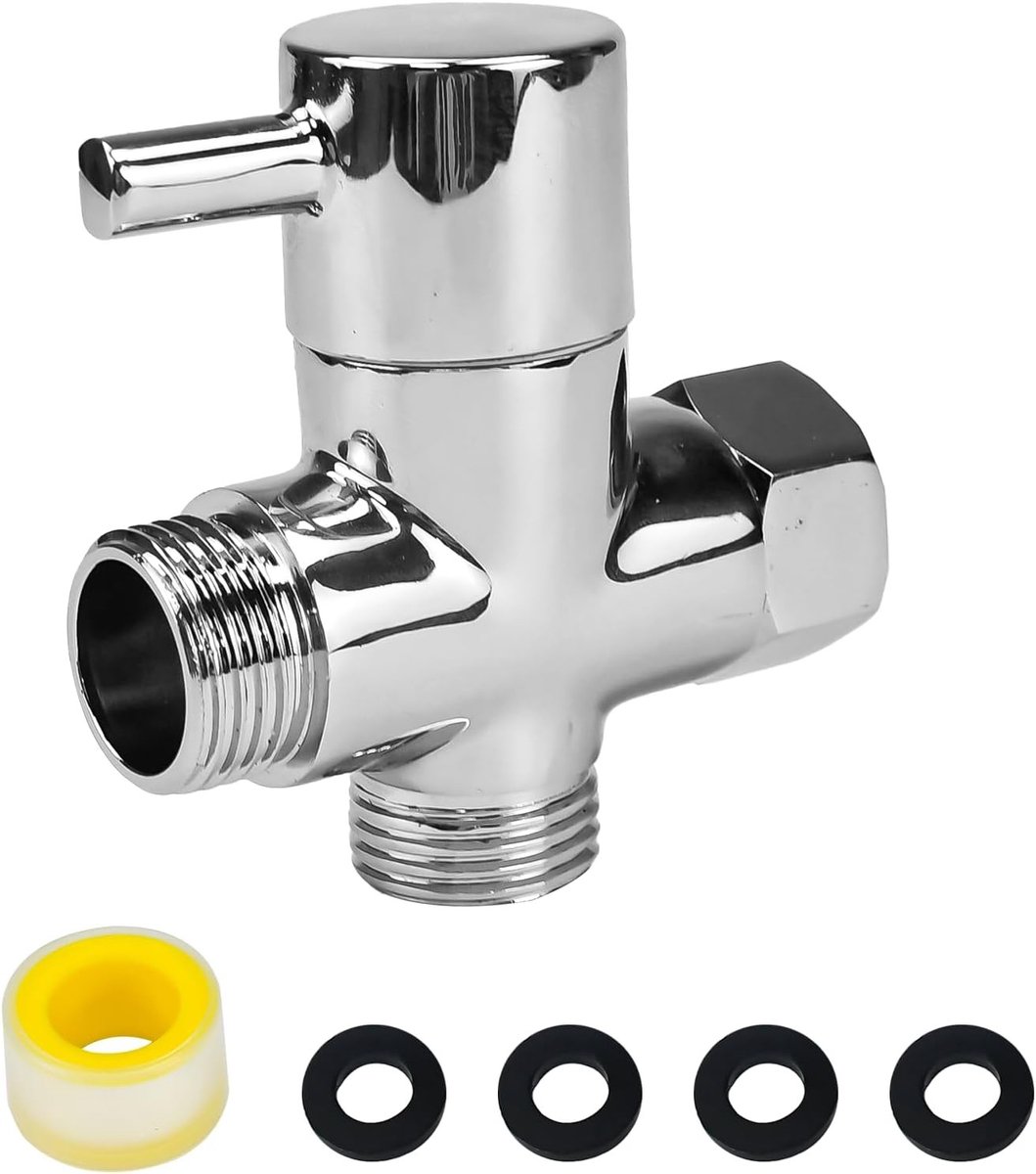Driewegschakelklep voor douche G1/2 20 mm, chroom, ideaal voor waterbeheer en installatie