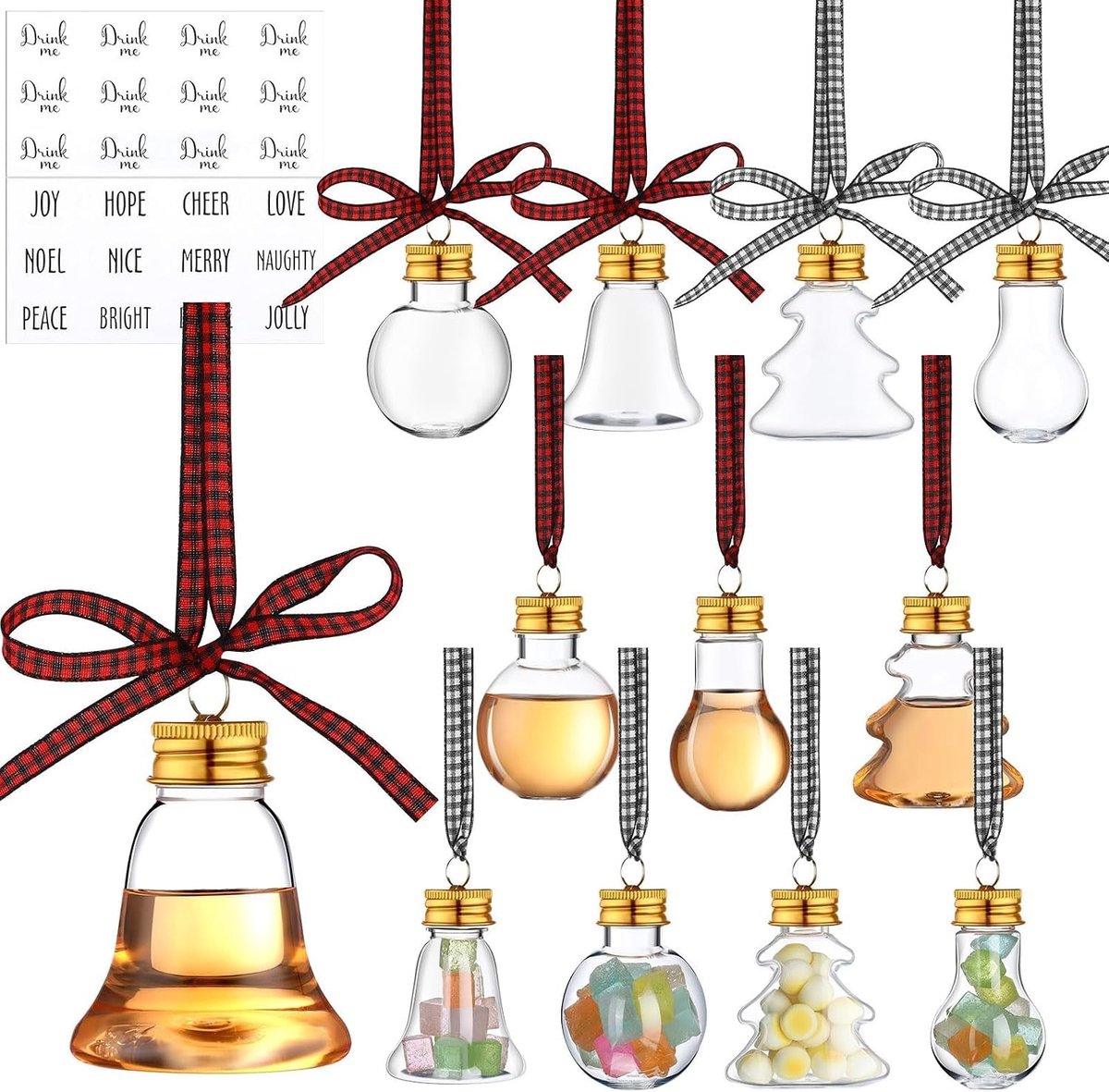 Vulbare Kerstballen - Transparant - 12 Stuks - Kunststof - Voor Kerstdecoratie