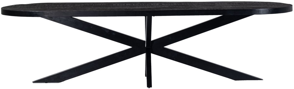 Giga Meubel Eettafel Barn - Zwart Mangohout Metaal - 300x100x78cm