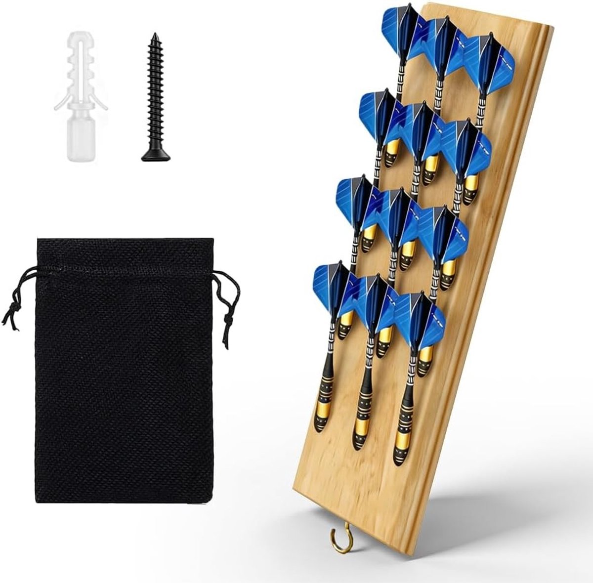 Dartpijlhouder van massief hout voor 12 dartpijlen, ideale dartaccessoires voor softdarts en stalen darts, stevig en stijlvol ontwerp
