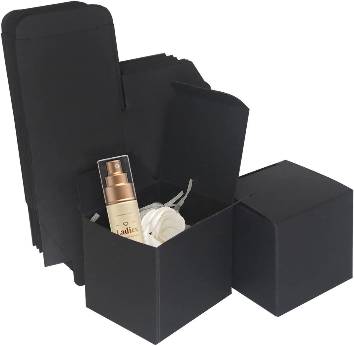 Kleine Zwarte Kraft Cadeau Dozen 50x50x50mm, Lege Dozen met Deksel voor Feestjes, Trouwen en Verjaardagen (10 Stuks)