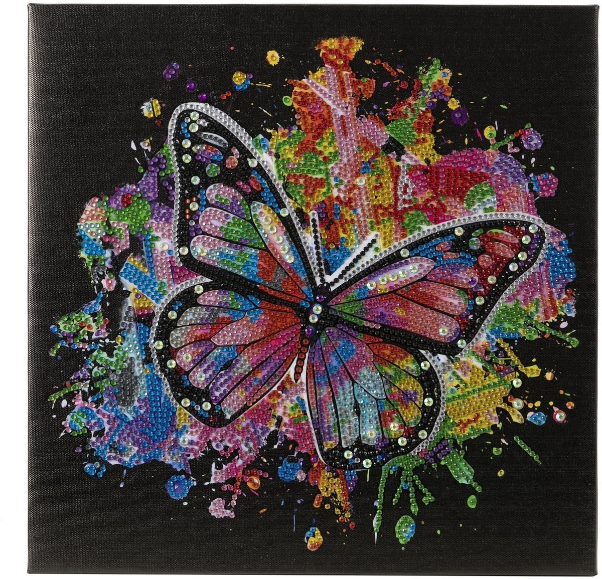crystal art 30/30 cm vlinder in vlucht van bonte kleuren van diamant painting