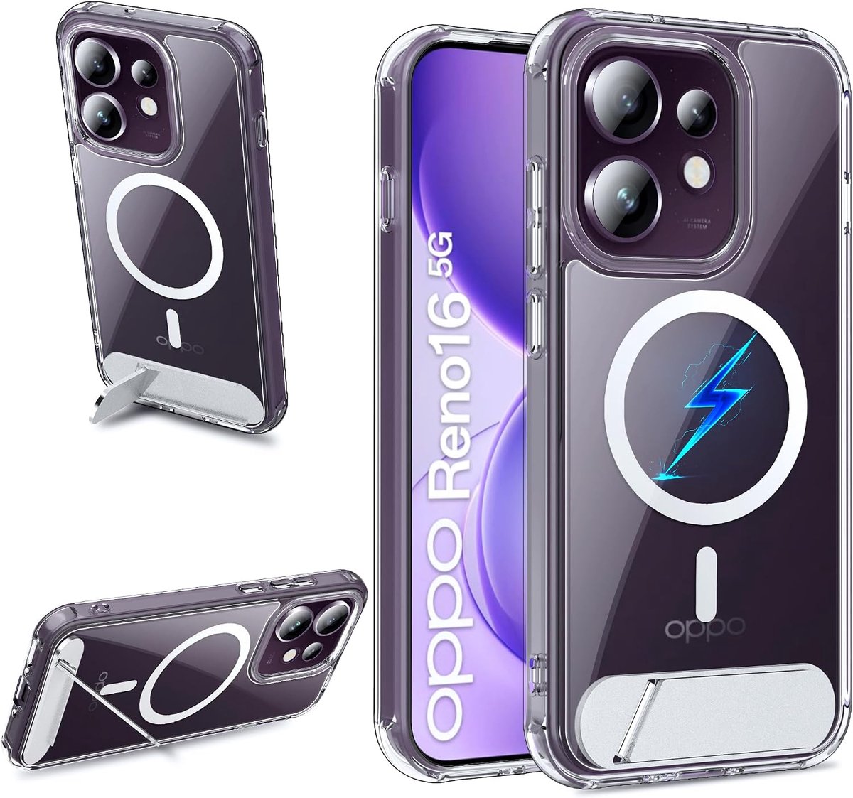 Zandarix Hoesje Geschikt voor Oppo Reno 16 / 16 Pro - Geschikt voor Mag - Anti Drop - Kickstand - Acryl - Back Cover Hoesje - Transparant