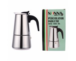 Nonna Percolator 500 ml - Espressopot Voor 9 Kopjes - Rvs - Geschikt Voor Inductie, Gas en Elektrisch - Zilver