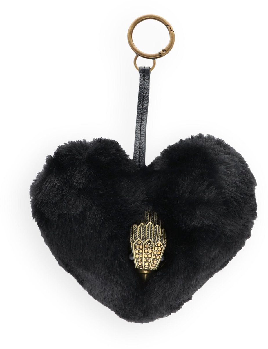 Kurt Geiger London Heart F Fur Charm Bag charms Dames - Zwart - Maat ONESIZE