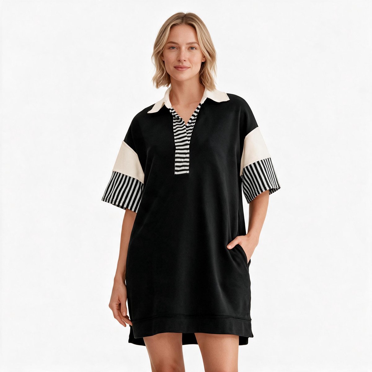 Imily Bela Dames Polo Mini Jurk met Korte Mouwen
