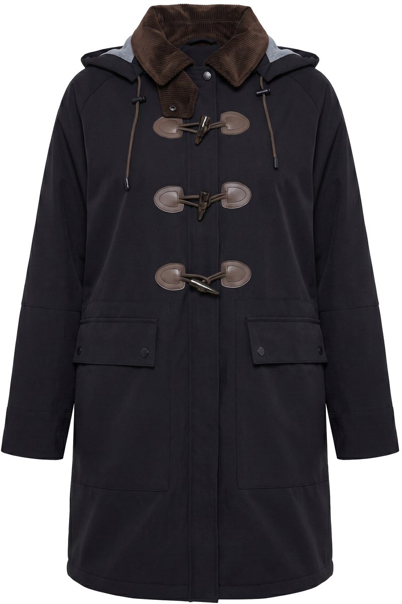 Ulla Popken - Dames - HYPRAR softshell-mantel waterafstotend - Zwart - Maat 46+