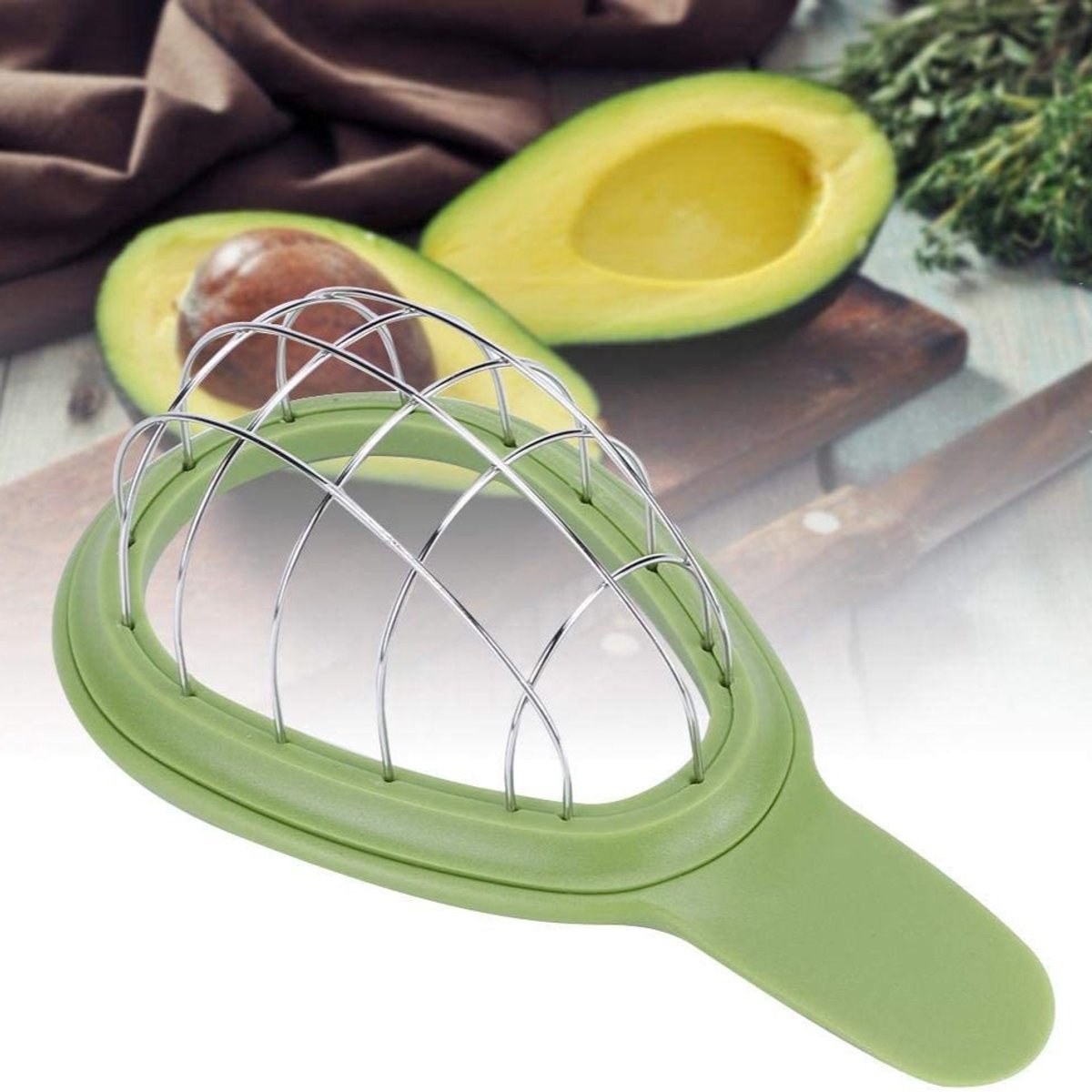 Avocado Snijder Met Roestvaststalen Draad - Snijdt Makkelijk Blokjes Voor Salades en Toast-Handige Avocado Blokjes Snijder, Groen Keukenhulpmiddel